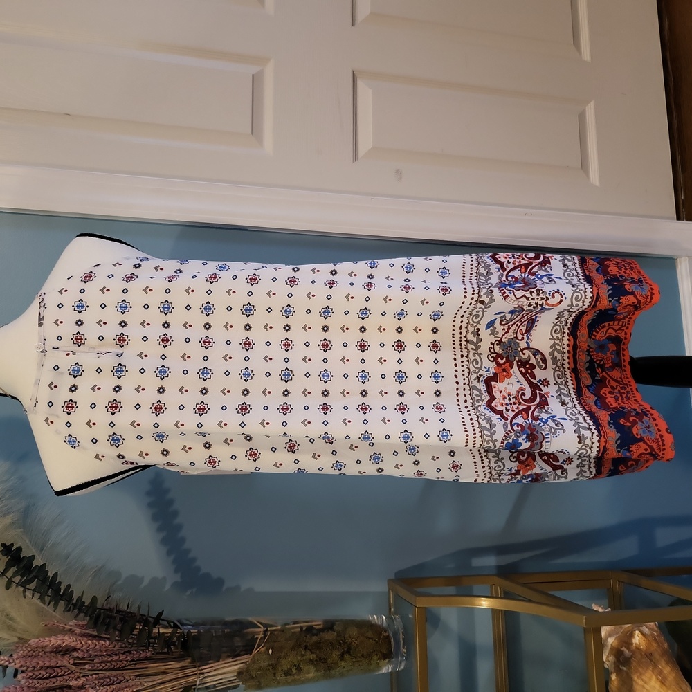 Shein Midi Geometric White Dress - Picture 5 of 8